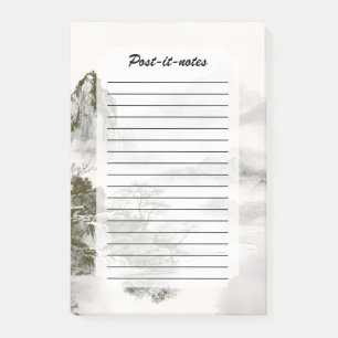 Minimalistische Tinten-Nebel-Zen-Berglandschaft Post-it Klebezettel