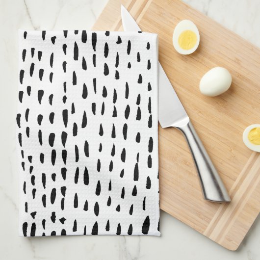 Minimalistische Tintenpatronen Schwarz-weiß Geschirrtuch (Viertel Falte)
