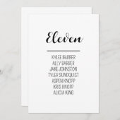 Minimalistische Tischnummer 11 Sitzordnung (Vorne/Hinten)