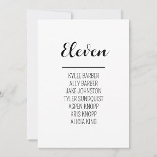 Minimalistische Tischnummer 11 Sitzplan