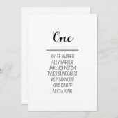 Minimalistische Tischnummer 1 Sitzkarte (Vorne/Hinten)
