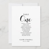 Minimalistische Tischnummer 1 Sitzkarte (Vorderseite)