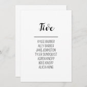 Minimalistische Tischnummer 5 Sitzplakette (Vorne/Hinten)