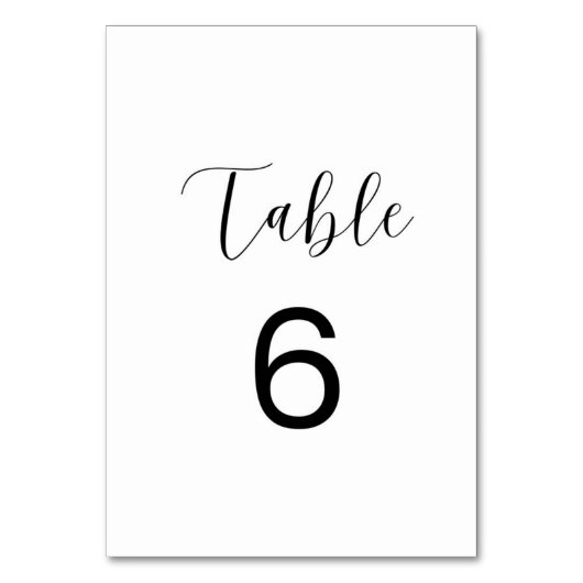 Minimalistische Tischnummer 6 Karte (Vorderseite)