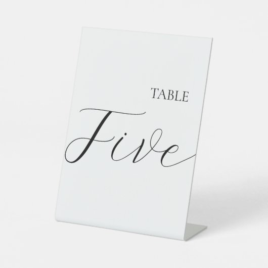 Minimalistische Tischnummer Fünf Sockelschild (Vorderseite)