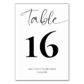 Minimalistische Tischnummer für Schwarzweiß-Skript (Rückseite)
