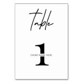 Minimalistische Tischnummer Gala Abendessen (Rückseite)