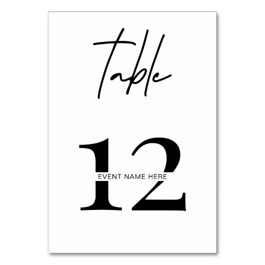 Minimalistische Tischnummer Gala Dinner Business E (Rückseite)