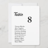 Minimalistische Tischnummer & Integrierte Gästelis (Vorderseite)