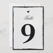 Minimalistische Tischnummern in Schwarz und Weiß (Vorderseite)