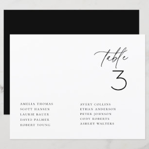 Minimalistische Tischsitzordnung für die Hochzeit