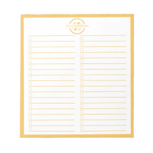 Minimalistische To-Do-Liste mit Monogramm und Name Notizblock