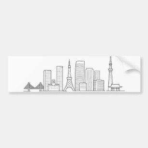 Minimalistische Tokyo-Skyline-Illustration Autoaufkleber