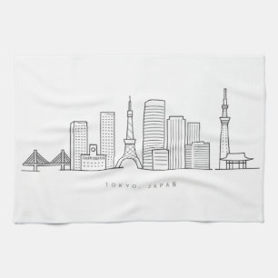 Minimalistische Tokyo-Skyline-Illustration Geschirrtuch