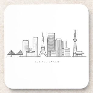Minimalistische Tokyo-Skyline-Illustration Getränkeuntersetzer