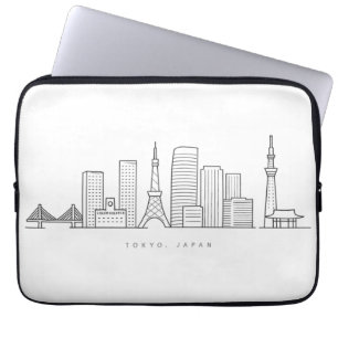 Minimalistische Tokyo-Skyline-Illustration Laptopschutzhülle