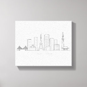 Minimalistische Tokyo-Skyline-Illustration Leinwanddruck