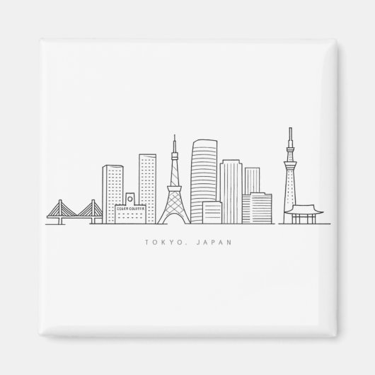 Minimalistische Tokyo-Skyline-Illustration Magnet (Vorne)