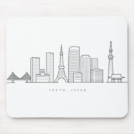 Minimalistische Tokyo-Skyline-Illustration Mousepad (Vorne)