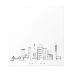 Minimalistische Tokyo-Skyline-Illustration Notizblock