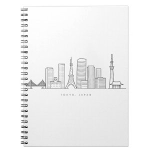 Minimalistische Tokyo-Skyline-Illustration Notizblock