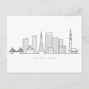 Minimalistische Tokyo-Skyline-Illustration Postkarte
