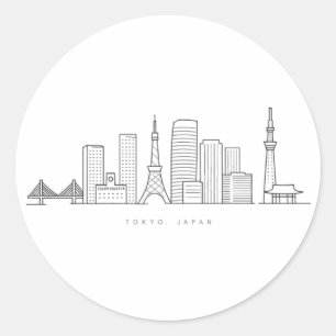 Minimalistische Tokyo-Skyline-Illustration Runder Aufkleber