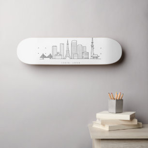Minimalistische Tokyo-Skyline-Illustration Skateboard