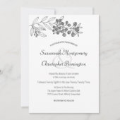 Minimalistische Top Border Berry Leaf Wedding Einladung (Vorderseite)