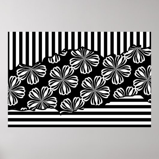 Minimalistische Torfstreifen, schwarz und weiß Poster (Vorne)