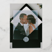 Minimalistische transparente Hochzeitseinladung mi Folieneinladung (Vorderseite)