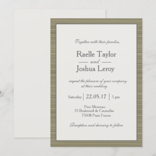 Minimalistische Trauung mit Oliven-Graustreifen Einladung