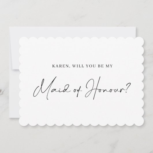 Minimalistische Trauzeugin-Vorschlagskarte Einladung (Vorderseite)