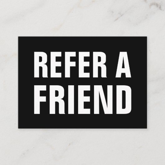 Minimalistische Trendsprache: Schwarz und Weiß Empfehlungskarte (Vorderseite)