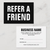 Minimalistische Trendsprache: Schwarz und Weiß Empfehlungskarte (Vorne/Hinten)