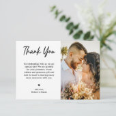 Minimalistische Trendy Black Typografy Foto Weddin Dankeskarte (Stehend Vorderseite)