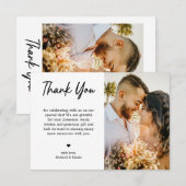 Minimalistische Trendy Black Typografy Foto Weddin Dankeskarte (Vorne/Hinten)