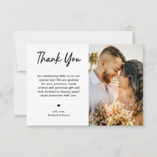 Minimalistische Trendy Black Typografy Foto Weddin Dankeskarte