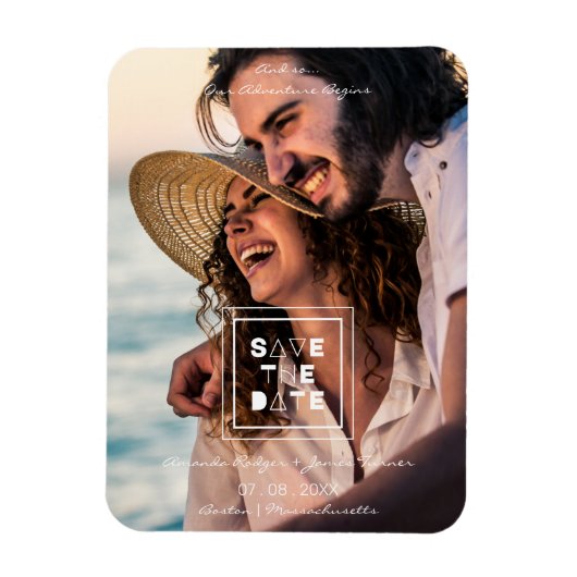 Minimalistische Trendy Romantic Foto Couple Weddin Magnet (Vertikal)