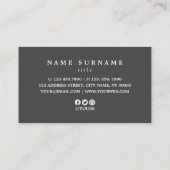 Minimalistische Trendy silberne SocialMedia Visitenkarte (Rückseite)