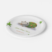 Minimalistische Triceratops Dinosaur Kinderdusche Pappteller (Schrägansicht)