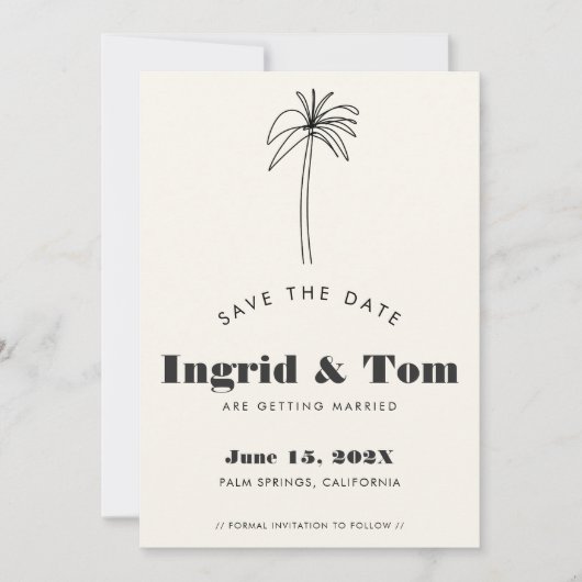 Minimalistische Tropen Save The Date (Vorderseite)