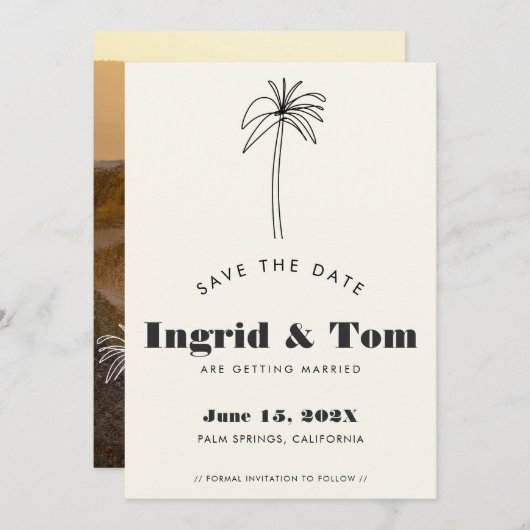 Minimalistische Tropen Save The Date (Vorne/Hinten)