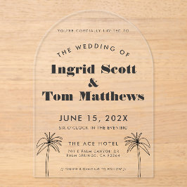 Minimalistische Tropenhochzeit Acryleinladungen