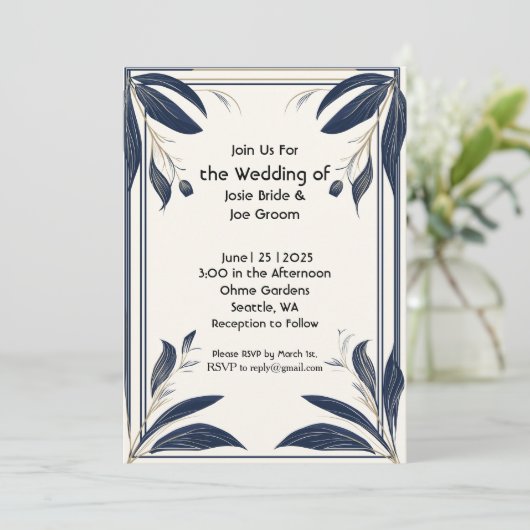 Minimalistische Tropenhochzeit Einladung (Stehend Vorderseite)