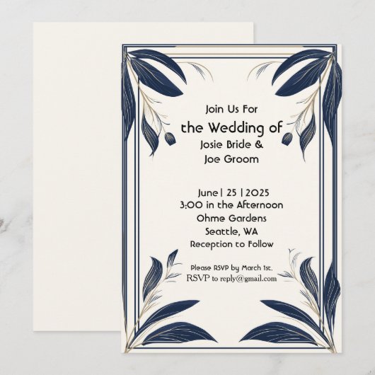 Minimalistische Tropenhochzeit Einladung (Vorne/Hinten)