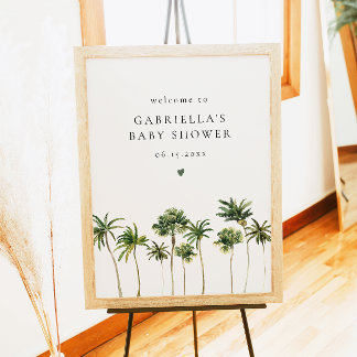 Minimalistische Tropical Palm Tree Baby Dusche Emp Poster