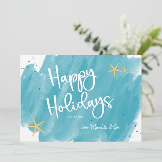 Minimalistische Tropical Watercolor Happy Card (Stehend Vorderseite)