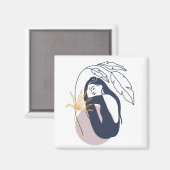 Minimalistische tropische Boho-Frau in Blue Magnet (Vorderseite/Rückseite)