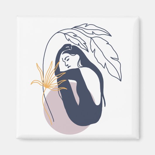 Minimalistische tropische Boho-Frau in Blue Magnet (Vorne)